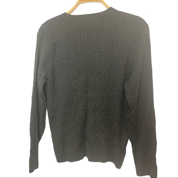 Jeanne Pierre Cable Knit Sweater XL | Charcoal Gray Cotton Pullover NWT - Picture 3 of 4